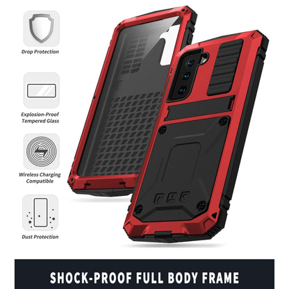For Samsung Galaxy S21+ 5G R-JUST Shockproof Waterproof Dust-proof Metal + Silicone Protective Case with Holder(Red) - Galaxy S21+ 5G Cases by R-JUST | Online Shopping South Africa | PMC Jewellery