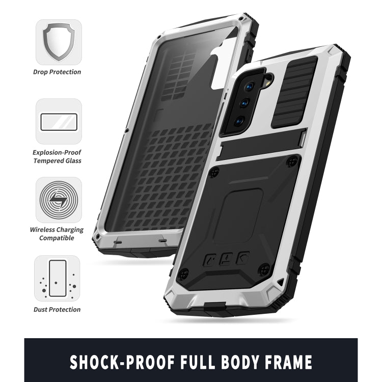 For Samsung Galaxy S21+ 5G R-JUST Shockproof Waterproof Dust-proof Metal + Silicone Protective Case with Holder(Silver) - Galaxy S21+ 5G Cases by R-JUST | Online Shopping South Africa | PMC Jewellery