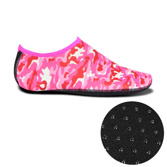 Non-slip Plastic Grain Texture Thick Cloth Sole Printing Diving Shoes and Socks, One Pair, Size:L (Rose Red Figured) - Swimming Fins & Diving Shoes by PMC Jewellery | Online Shopping South Africa | PMC Jewellery | Buy Now Pay Later Mobicred