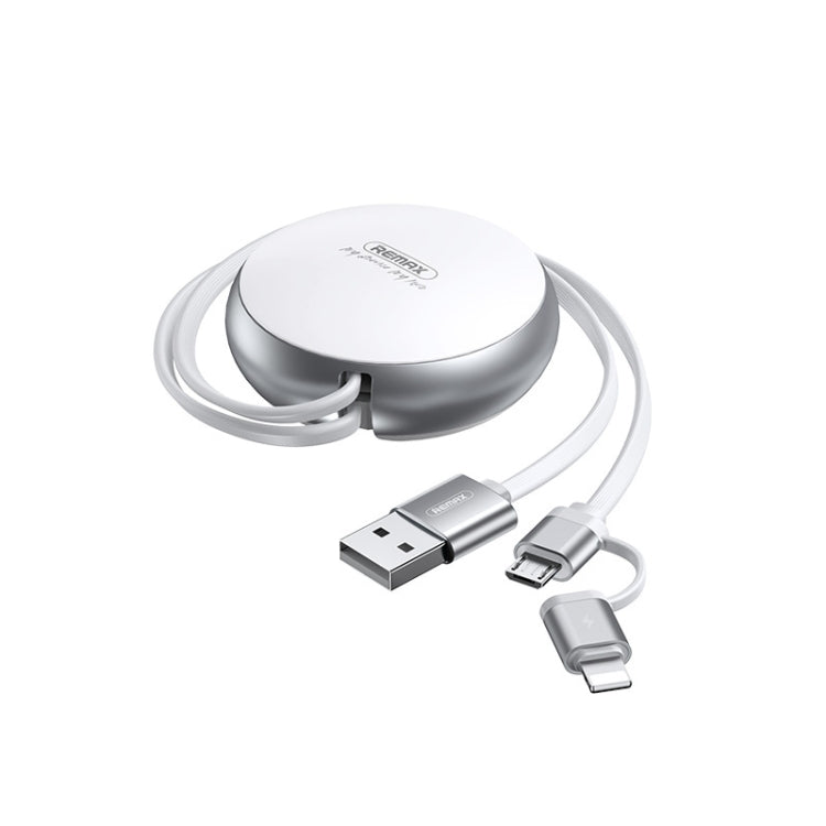 Remax RC-182i 2A 2 In 1 8 Pin + Micro USB Creation Series Telescopic Charging Data Cable, Length: 90cm(White) - 2 in 1 Cable by REMAX | Online Shopping South Africa | PMC Jewellery | Buy Now Pay Later Mobicred