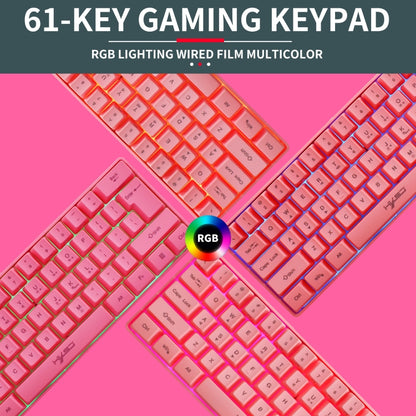 HXSJ V700 61 Keys RGB Lighting Gaming Wired Keyboard (Pink) - Wired Keyboard by HXSJ | Online Shopping South Africa | PMC Jewellery | Buy Now Pay Later Mobicred