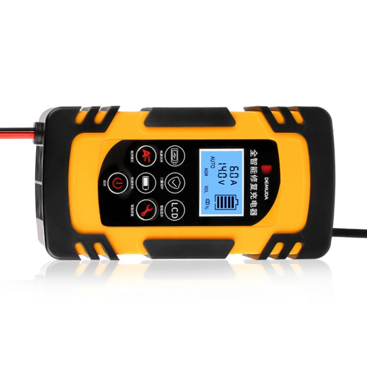 DEMUDA DC-80 Car Battery Charger 12V/24V Intelligent Pulse Repair Type Lead-acid Battery, Plug Type:UK Plug(Yellow) - Battery Charger by PMC Jewellery | Online Shopping South Africa | PMC Jewellery | Buy Now Pay Later Mobicred