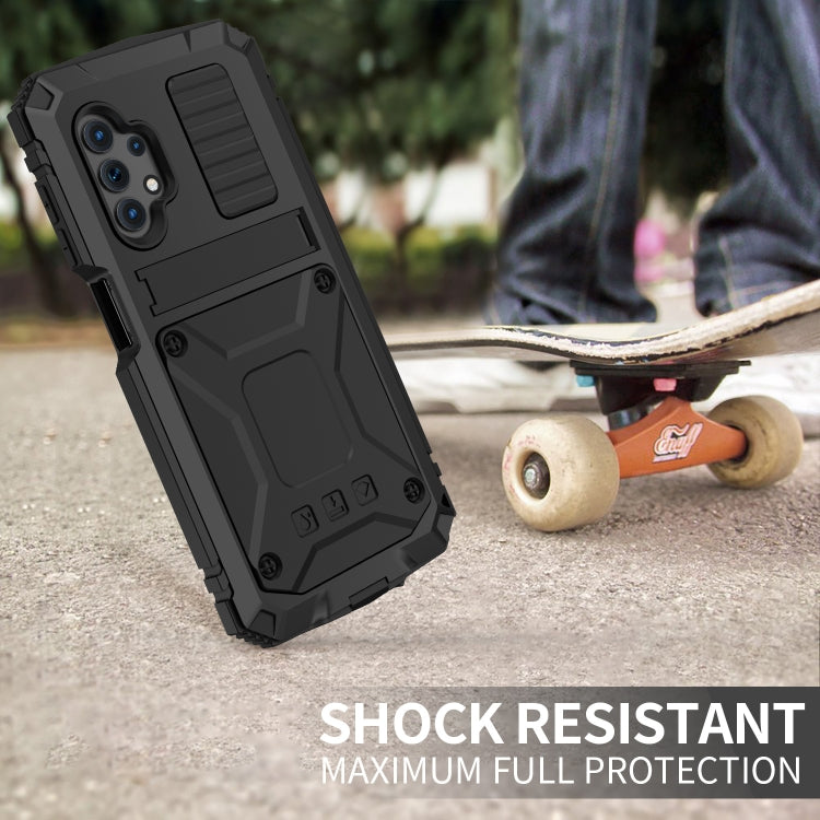 For Samsung Galaxy A32 5G / M32 5G R-JUST Waterproof Shockproof Dustproof Metal + Silicone Protective Case with Holder(Black) - Galaxy Phone Cases by R-JUST | Online Shopping South Africa | PMC Jewellery