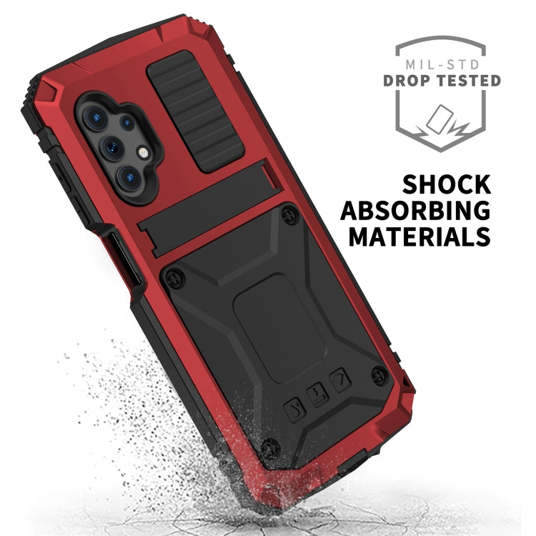 For Samsung Galaxy A32 5G / M32 5G R-JUST Waterproof Shockproof Dustproof Metal + Silicone Protective Case with Holder(Red) - Galaxy Phone Cases by R-JUST | Online Shopping South Africa | PMC Jewellery