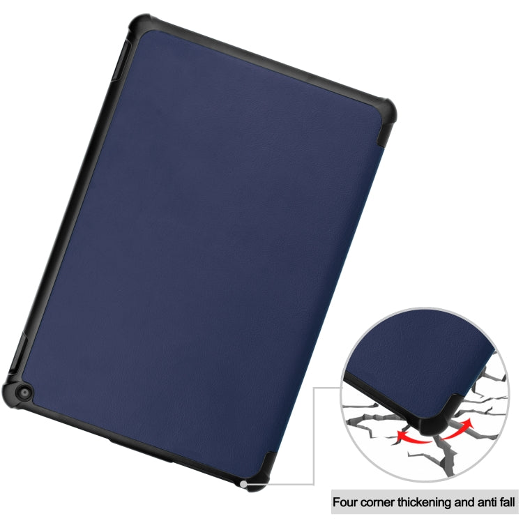 For Amazon Fire HD 10 (2021) Custer Texture Horizontal Flip Leather Case with Three-folding Holder & Sleep / Wake-up Function(Dark Blue) - Amazon by PMC TechLife | Online Shopping South Africa | PMC TechLife | Buy Now Pay Later Mobicred