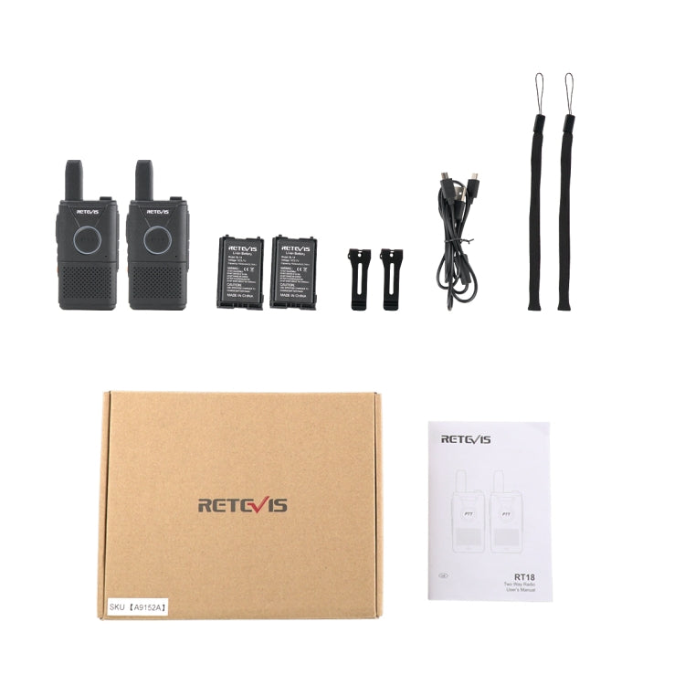 1 Pair RETEVIS RT18 16CHS FRS Dual PTT Handheld Walkie Talkie, US Plug(Black) - Handheld Walkie Talkie by RETEVIS | Online Shopping South Africa | PMC Jewellery | Buy Now Pay Later Mobicred