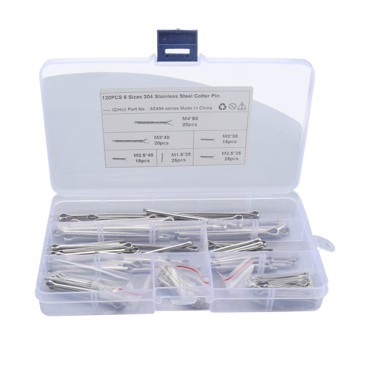 A5494 120 PCS Car U-shape 304 Stainless Steel Cotter Pin Clip Key Fastner Fitting Assortment Kit - Booster Cable & Clip by PMC Jewellery | Online Shopping South Africa | PMC Jewellery | Buy Now Pay Later Mobicred