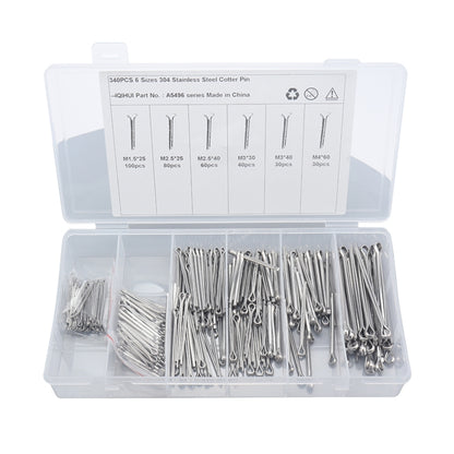 A5496 340 PCS Car U-shape 304 Stainless Steel Cotter Pin Clip Key Fastner Fitting Assortment Kit - Booster Cable & Clip by PMC Jewellery | Online Shopping South Africa | PMC Jewellery | Buy Now Pay Later Mobicred