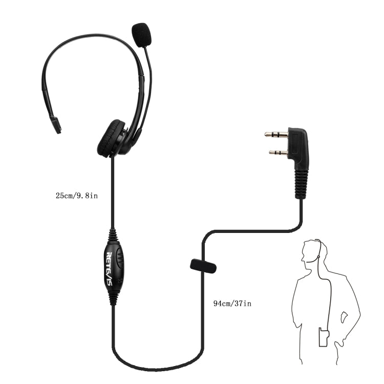 RETEVIS TK 2 Pin PTT Headphone Microphone for H-777 / RT-5R / RT-5RV / RT-B6 - free shipping - PMC TechLife - Order now!