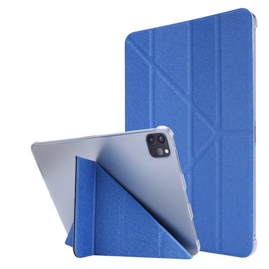 For iPad Air 13 2024 / iPad Pro 12.9 2022 / 2021 Silk Texture Horizontal Deformation Flip Leather Tablet Case with Holder(Blue) - iPad Pro 12.9 (2022/2021) Cases by PMC Jewellery | Online Shopping South Africa | PMC Jewellery | Buy Now Pay Later Mobicred