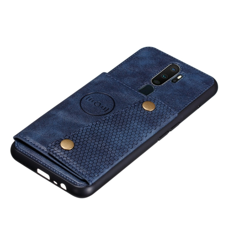 For OPPO A9 (2020) Shockproof Magnetic PU + TPU Protective Case with Card Slots(Blue) - OPPO Cases by PMC Jewellery | Online Shopping South Africa | PMC Jewellery | Buy Now Pay Later Mobicred