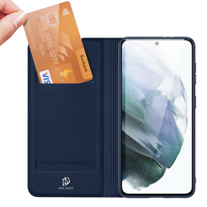 For Samsung Galaxy S21 FE DUX DUCIS Skin Pro Series Horizontal Flip PU + TPU Leather Case with Holder & Card Slots(Blue) - Galaxy Phone Cases by DUX DUCIS | Online Shopping South Africa | PMC Jewellery | Buy Now Pay Later Mobicred