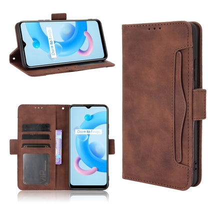 For OPPO Realme C11 2021 / C20 / C20A Skin Feel Calf Pattern Horizontal Flip Leather Case with Holder & Card Slots & Photo Frame(Brown) - Realme Cases by PMC Jewellery | Online Shopping South Africa | PMC Jewellery | Buy Now Pay Later Mobicred