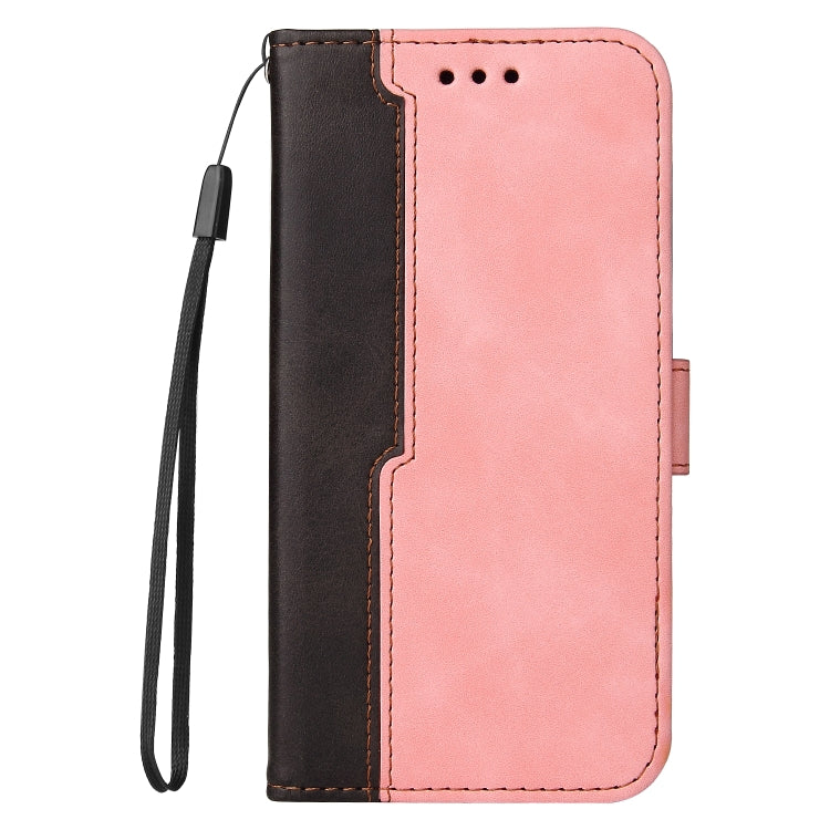 For OPPO A94 5G/F19 Pro+ 5G/Reno5 Z/A95 5G Business Stitching-Color Horizontal Flip PU Leather Case with Holder & Card Slots & Photo Frame & Lanyard(Pink) - OPPO Cases by PMC Jewellery | Online Shopping South Africa | PMC Jewellery | Buy Now Pay Later Mobicred