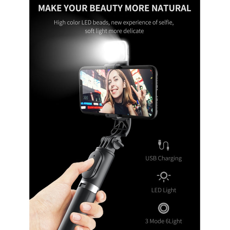 Q02S Fill Light Bluetooth Selfie Stick Tripod Mobile Phone Holder(Black) - Selfie Sticks by PMC TechLife | Online Shopping South Africa | PMC TechLife | Buy Now Pay Later Mobicred