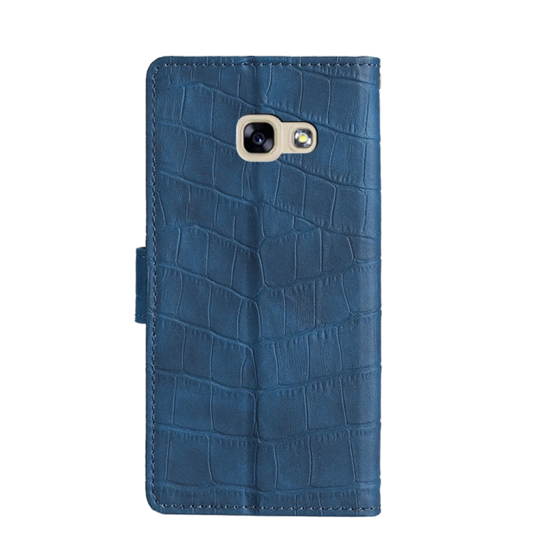 For Samsung Galaxy A7 (2017) A720 Skin Feel Crocodile Texture Magnetic Clasp Horizontal Flip PU Leather Case with Holder & Card Slots & Wallet(Blue) - Galaxy Phone Cases by PMC Jewellery | Online Shopping South Africa | PMC Jewellery