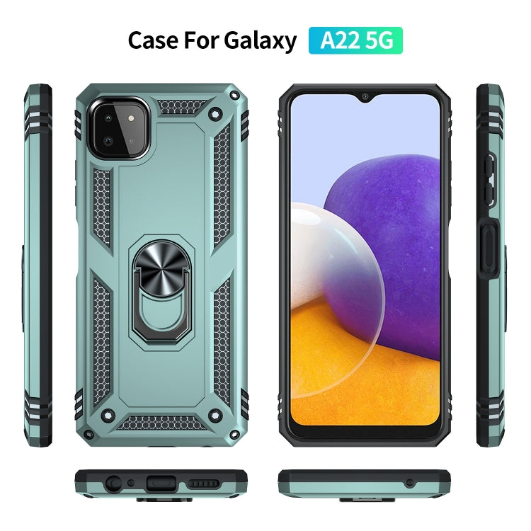 For Samsung Galaxy A22 5G Shockproof TPU + PC Protective Case with 360 Degree Rotating Holder(Dark Green) - Galaxy Phone Cases by PMC Jewellery | Online Shopping South Africa | PMC Jewellery