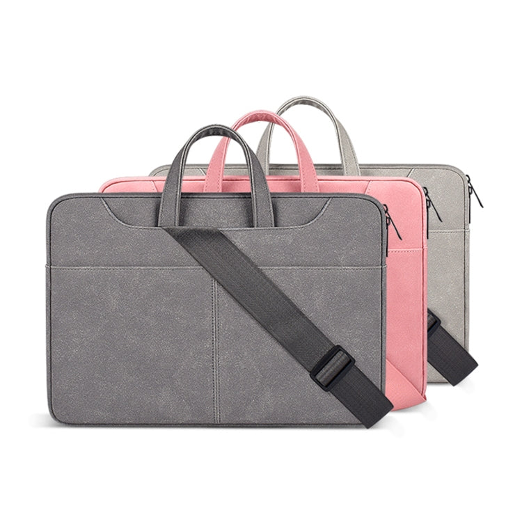 ST06SDJ Frosted PU Business Laptop Bag with Detachable Shoulder Strap, Size:15.6 inch(Pink) - 15.6 - 17 inch by PMC Jewellery | Online Shopping South Africa | PMC Jewellery | Buy Now Pay Later Mobicred