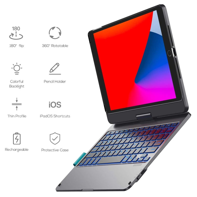 WIWU Waltz Colorful Backlit Rotating Bluetooth Keyboard Leather Tablet Case with Stand & Pen Slot & Touchpad For iPad Air 2020 10.9 / Pro 11 inch(Black) - Universal by WIWU | Online Shopping South Africa | PMC Jewellery