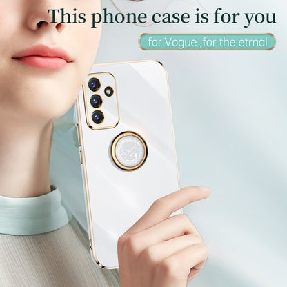 For Samsung Galaxy A82 5G XINLI Straight 6D Plating Gold Edge TPU Shockproof Case with Ring Holder(White) - Galaxy Phone Cases by XINLI | Online Shopping South Africa | PMC Jewellery