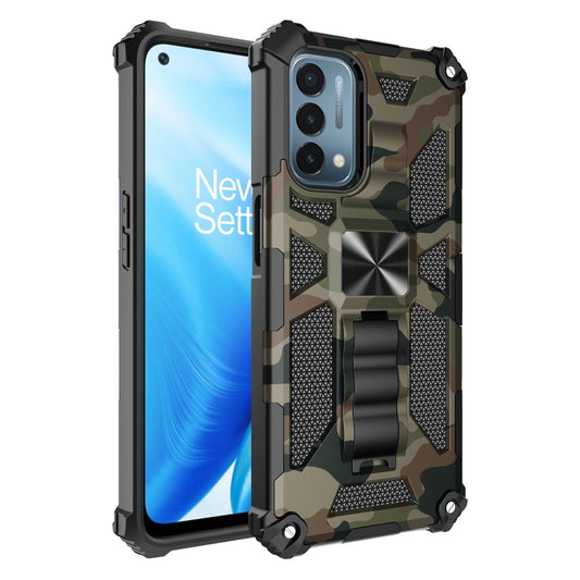 For OPPO A54 4G / A55 5G Camouflage Armor Shockproof TPU + PC Magnetic Protective Case with Holder(Army Green) - OPPO Cases by PMC Jewellery | Online Shopping South Africa | PMC Jewellery