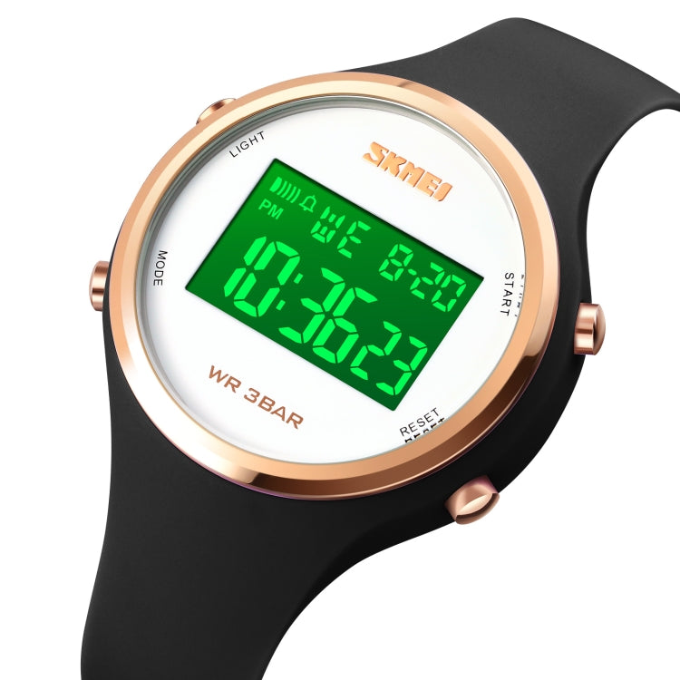 SKMEI 1720 Round Dial LED Digital Display Luminous Silicone Strap Electronic Watch(Black) - free shipping - PMC TechLife - Order now!