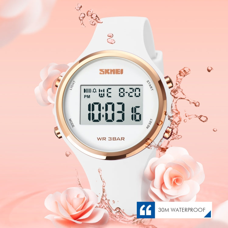 SKMEI 1720 Round Dial LED Digital Display Luminous Silicone Strap Electronic Watch(White) - free shipping - PMC TechLife - Order now!