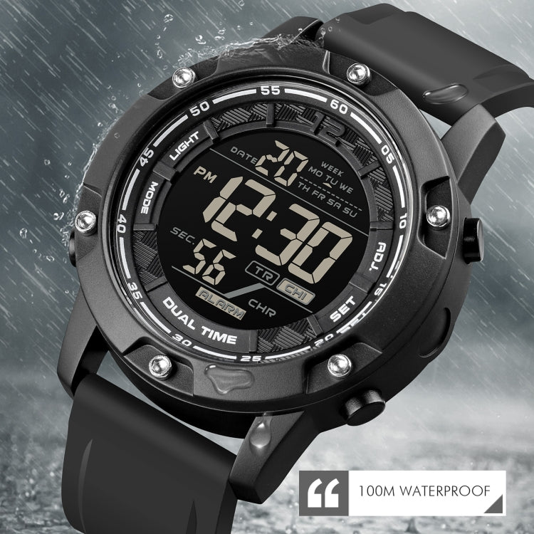 SKMEI 1762 Triplicate Round LED Dual Time Digital Display Waterproof Luminous Electronic Watch(Black) - free shipping - PMC TechLife - Order now!