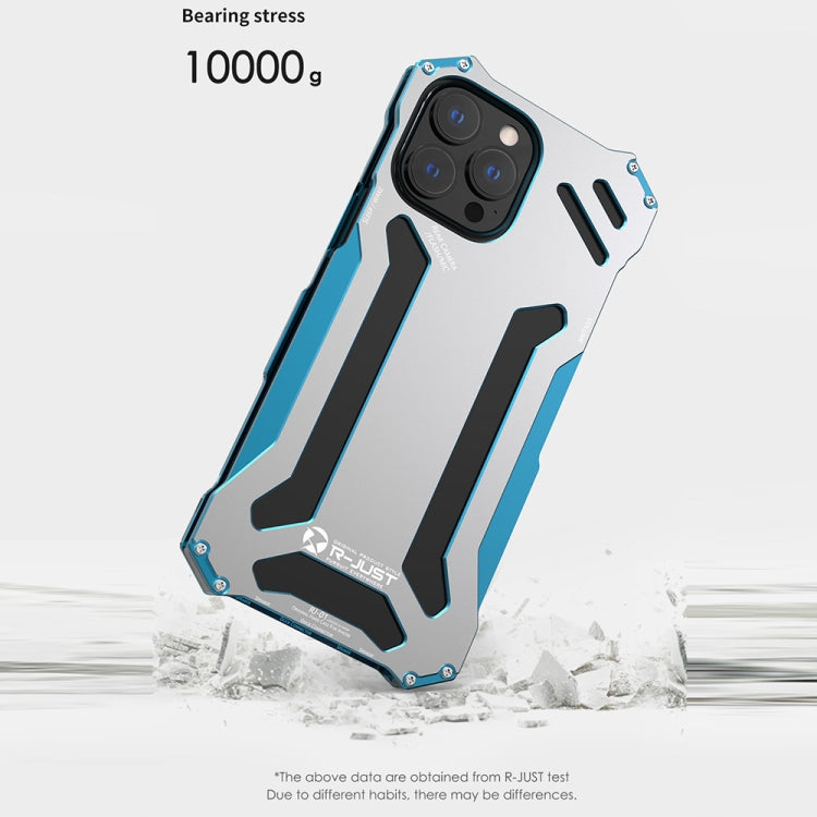 For iPhone 13 Pro R-JUST Shockproof Armor Metal Protective Case (Blue) - iPhone 13 Pro Cases by R-JUST | Online Shopping South Africa | PMC TechLife | Buy Now Pay Later Mobicred