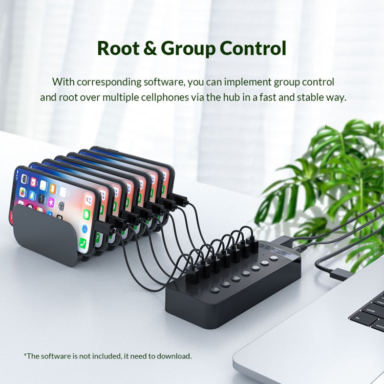 ORICO CT2U3-7AB-BK 7 In 1 Plastic Stripes Multi-Port USB HUB with Individual Switches, AU Plug(Black) - USB 3.0 HUB by ORICO | Online Shopping South Africa | PMC Jewellery | Buy Now Pay Later Mobicred