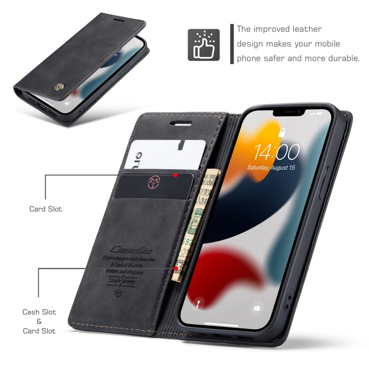 For iPhone 13 CaseMe-013 Multifunctional Retro Frosted Horizontal Flip Leather Case with Card Slot & Holder & Wallet(Black) - iPhone 13 Cases by CaseMe | Online Shopping South Africa | PMC Jewellery | Buy Now Pay Later Mobicred