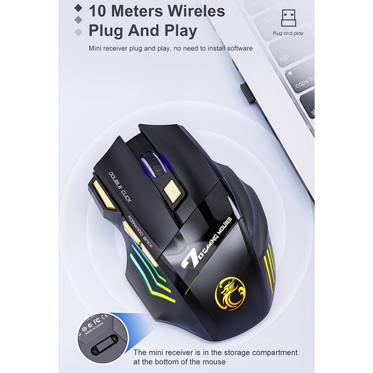 iMICE GW-X7 7-button Silent Rechargeable Wireless Gaming Mouse with Colorful RGB Lights(Black) - Wireless Mice by iMICE | Online Shopping South Africa | PMC Jewellery | Buy Now Pay Later Mobicred