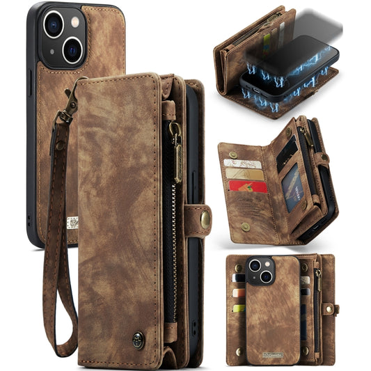 For iPhone 13 CaseMe-008 Detachable Multifunctional Horizontal Flip Leather Case with Card Slot & Holder & Zipper Wallet & Photo Frame(Brown) - iPhone 13 Cases by CaseMe | Online Shopping South Africa | PMC Jewellery | Buy Now Pay Later Mobicred