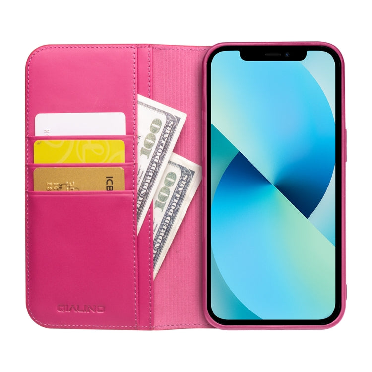 For iPhone 13 QIALINO Business Horizontal Flip Leather Case with Holder & Card Slots & Wallet (Rose Red) - iPhone 13 Cases by QIALINO | Online Shopping South Africa | PMC Jewellery | Buy Now Pay Later Mobicred