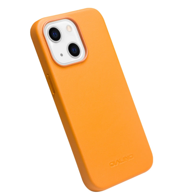 For iPhone 13 mini QIALINO Nappa Cowhide MagSafe Magnetic Protective Case (Orange) - iPhone 13 mini Cases by QIALINO | Online Shopping South Africa | PMC Jewellery | Buy Now Pay Later Mobicred