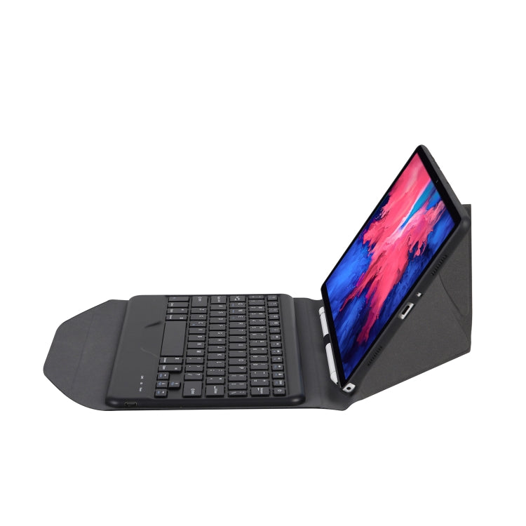 BM12 Diamond Texture Detachable Bluetooth Keyboard Leather Tablet Case with Pen Slot & Triangular Back Support For Lenovo Pad Plus 11 inch TB-J607F / Tab P11 11 inch TB-J606F(Black) - Lenovo Keyboard by PMC Jewellery | Online Shopping South Africa | PMC Jewellery