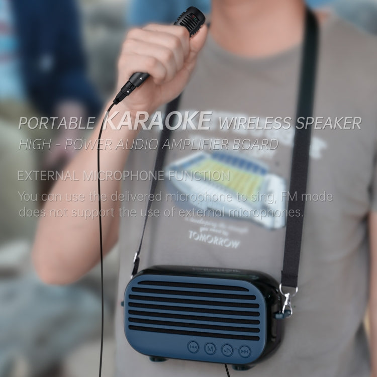 New Rixing NR-3000M Bluetooth 5.0 Portable Karaoke Wireless Bluetooth Speaker with Microphone & Shoulder Strap(Blue) - Desktop Speaker by NewRixing | Online Shopping South Africa | PMC Jewellery | Buy Now Pay Later Mobicred