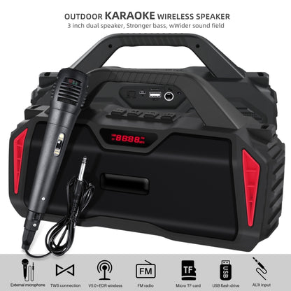 New Rixing NR-6011M Bluetooth 5.0 Portable Outdoor Karaoke Wireless Bluetooth Speaker with Microphone & Shoulder Strap(Red) - Desktop Speaker by NewRixing | Online Shopping South Africa | PMC Jewellery | Buy Now Pay Later Mobicred