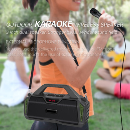 New Rixing NR-6011M Bluetooth 5.0 Portable Outdoor Karaoke Wireless Bluetooth Speaker with Microphone & Shoulder Strap(Blue) - Desktop Speaker by NewRixing | Online Shopping South Africa | PMC Jewellery | Buy Now Pay Later Mobicred