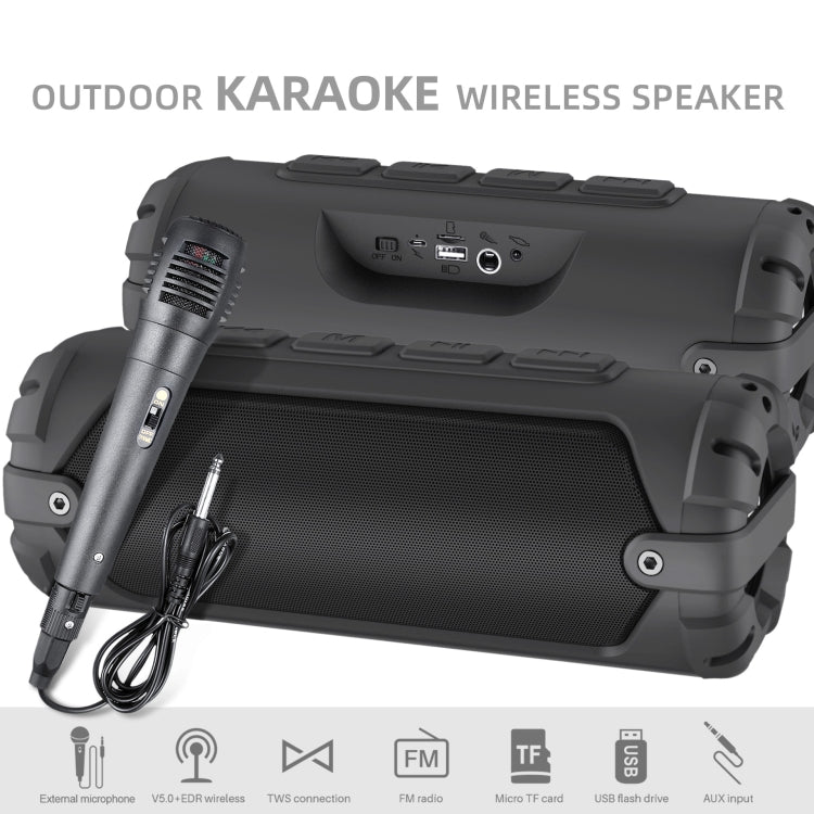 New Rixing NR-6013M Bluetooth 5.0 Portable Outdoor Karaoke Wireless Bluetooth Speaker with Microphone & Shoulder Strap(Green) - Desktop Speaker by NewRixing | Online Shopping South Africa | PMC Jewellery | Buy Now Pay Later Mobicred