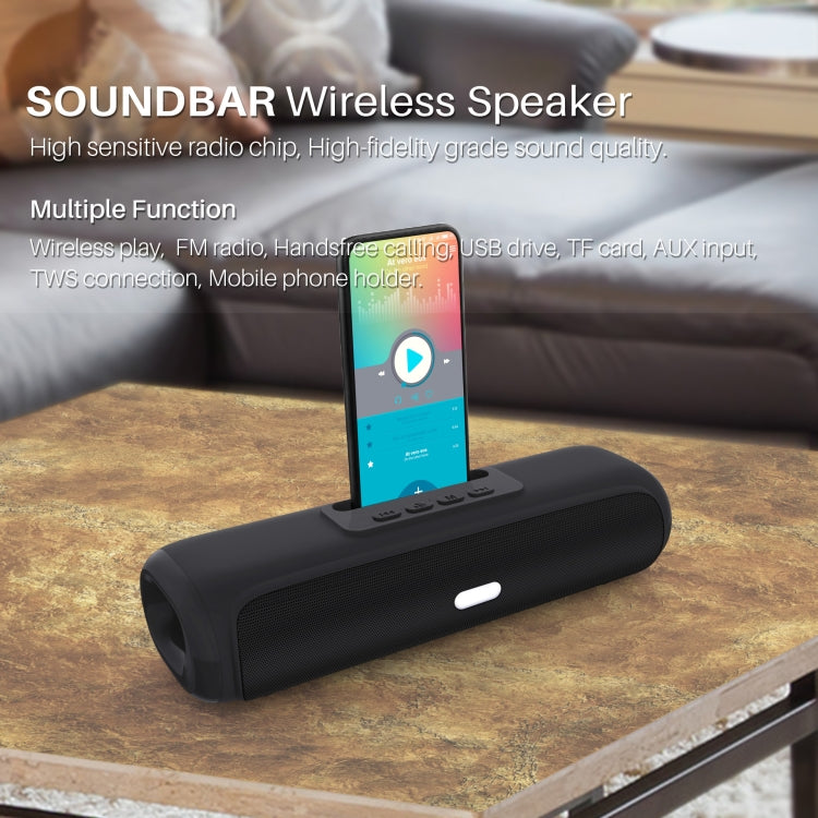 NewRixing NR-2027 TWS Long Bar Shaped Bluetooth Speaker with Mobile Phone Holder(Black) - Desktop Speaker by NewRixing | Online Shopping South Africa | PMC Jewellery | Buy Now Pay Later Mobicred