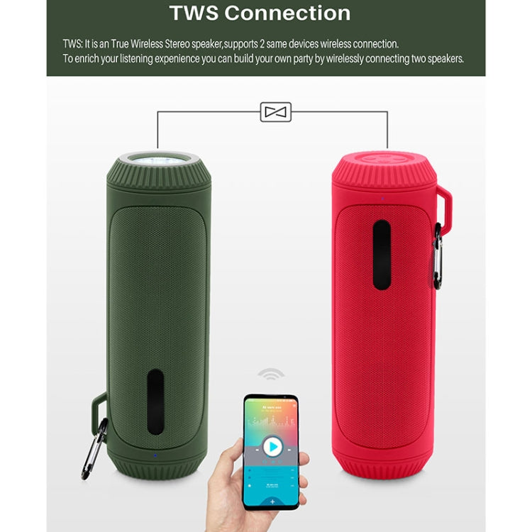 NewRixing NR-4016A TWS Outdoor Splashproof Bluetooth Speaker with Carabiner Handle & SOS Flashlight(Red) - Desktop Speaker by NewRixing | Online Shopping South Africa | PMC Jewellery | Buy Now Pay Later Mobicred