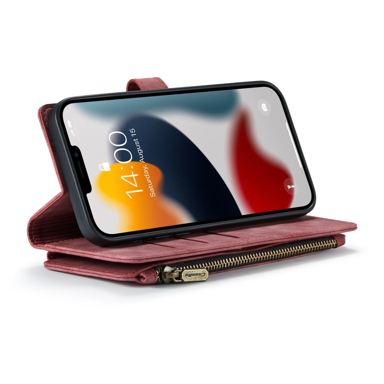 For iPhone 12 Pro Max CaseMe-C30 PU + TPU Multifunctional Horizontal Flip Leather Case with Holder & Card Slot & Wallet & Zipper Pocket(Red) - iPhone 12 Pro Max Cases by CaseMe | Online Shopping South Africa | PMC Jewellery | Buy Now Pay Later Mobicred