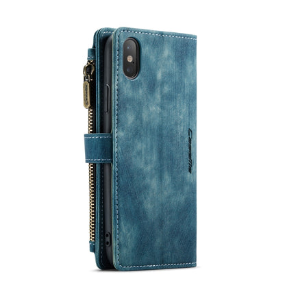 For iPhone XS Max CaseMe-C30 PU + TPU Multifunctional Horizontal Flip Leather Case with Holder & Card Slot & Wallet & Zipper Pocket(Blue) - More iPhone Cases by CaseMe | Online Shopping South Africa | PMC Jewellery | Buy Now Pay Later Mobicred