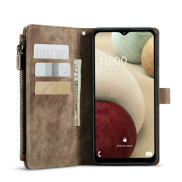 For Samsung Galaxy A12 CaseMe-C30 PU + TPU Multifunctional Horizontal Flip Leather Case with Holder & Card Slot & Wallet & Zipper Pocket(Brown) - Galaxy Phone Cases by CaseMe | Online Shopping South Africa | PMC Jewellery | Buy Now Pay Later Mobicred