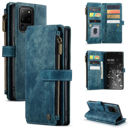 For Samsung Galaxy S20 Ultra 5G CaseMe-C30 PU + TPU Multifunctional Horizontal Flip Leather Case with Holder & Card Slot & Wallet & Zipper Pocket(Blue) - Galaxy Phone Cases by CaseMe | Online Shopping South Africa | PMC Jewellery | Buy Now Pay Later Mobicred