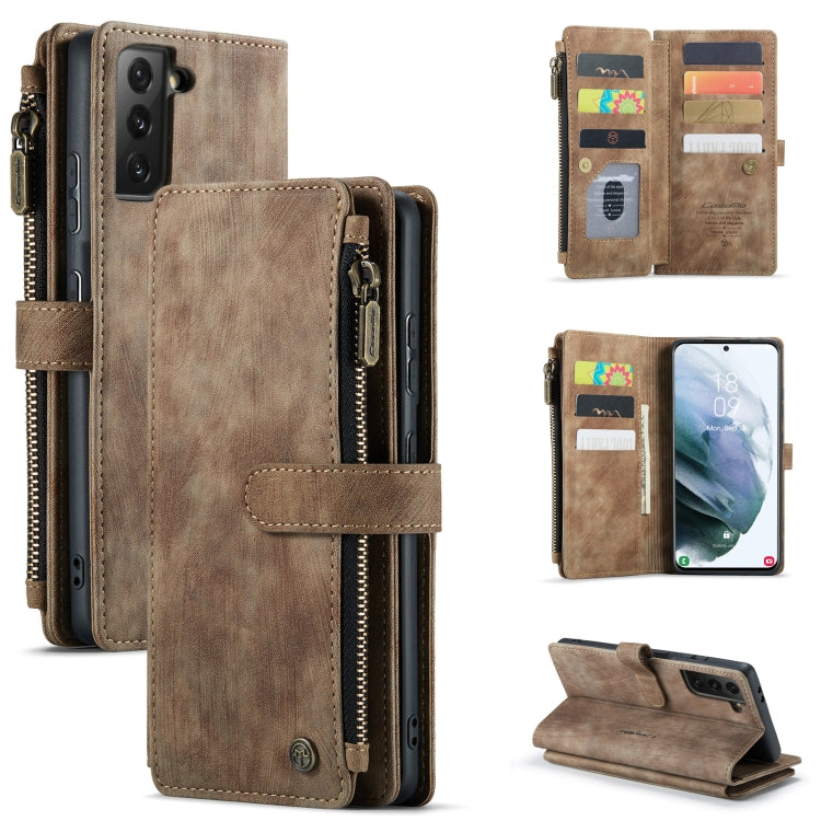 For Samsung Galaxy S21+ 5G CaseMe-C30 PU + TPU Multifunctional Horizontal Flip Leather Case with Holder & Card Slot & Wallet & Zipper Pocket(Brown) - Galaxy S21+ 5G Cases by CaseMe | Online Shopping South Africa | PMC Jewellery | Buy Now Pay Later Mobicred