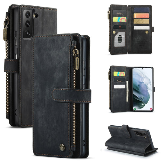 For Samsung Galaxy S21 FE CaseMe-C30 PU + TPU Multifunctional Horizontal Flip Leather Case with Holder & Card Slot & Wallet & Zipper Pocket(Black) - Galaxy Phone Cases by CaseMe | Online Shopping South Africa | PMC Jewellery | Buy Now Pay Later Mobicred