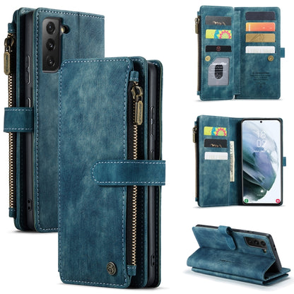 For Samsung Galaxy S21 FE CaseMe-C30 PU + TPU Multifunctional Horizontal Flip Leather Case with Holder & Card Slot & Wallet & Zipper Pocket(Blue) - Galaxy Phone Cases by CaseMe | Online Shopping South Africa | PMC Jewellery | Buy Now Pay Later Mobicred