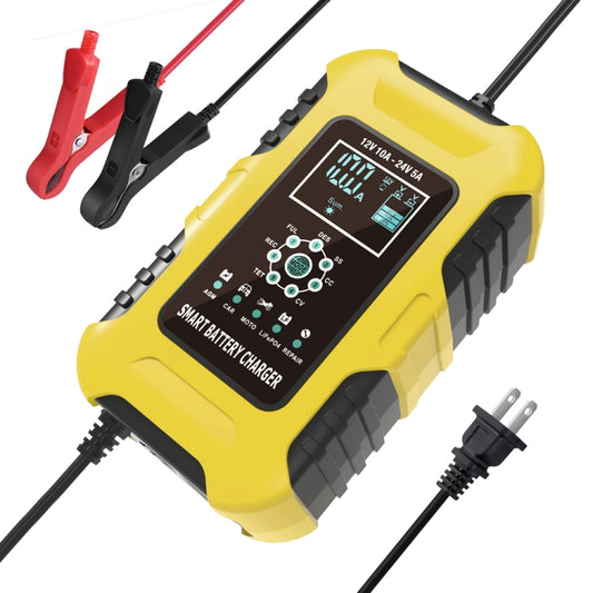 FOXSUR 10A 12V 7-segment Motorcycle / Car Smart Battery Charger, Plug Type:US Plug(Yellow) - Battery Charger by FOXSUR | Online Shopping South Africa | PMC Jewellery | Buy Now Pay Later Mobicred